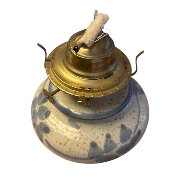 Artist Signed Vintage Glazed Stoneware Oil Lamp - Picture 3 of 7